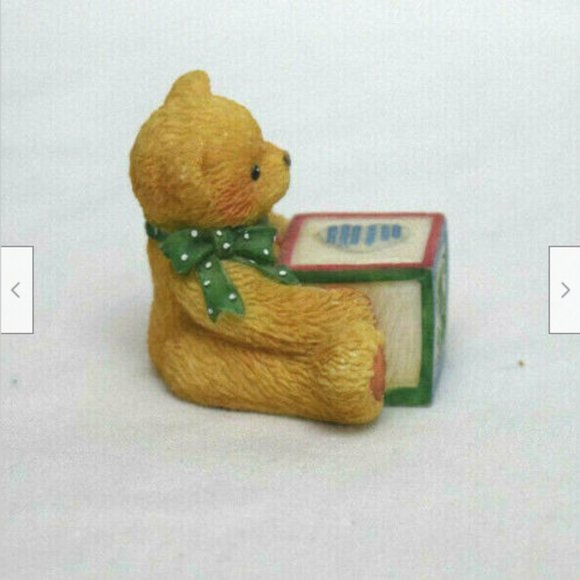 Patricia Hillman Enesco Teddy Bear Figurine with Letter Block S 158488 1995 - Picture 4 of 6